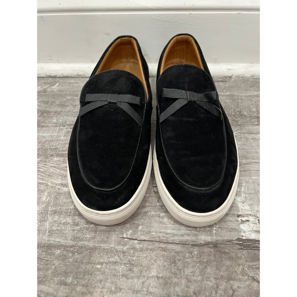 Marc Nolan Odell Loafers Mens SZ 9 Black Suede Leather Bow Slip On Sneaker Shoes